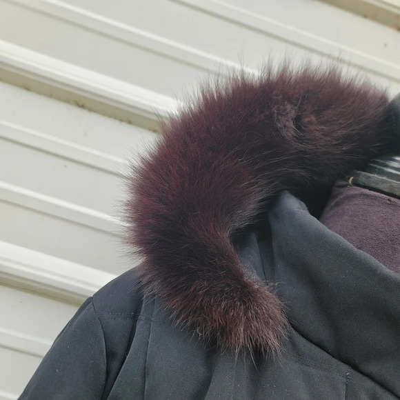 Gallery Women's Fox Fur Collar Puffer Coat Platinum Black Burgundy Red Sz L - Picture 8 of 13